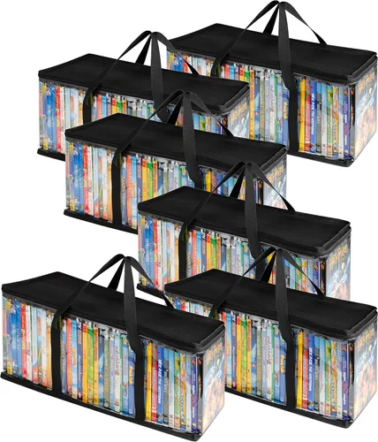 Miniatura 10 de Stock Your Home Bolsas de almacenamiento de DVD (Set de 4) Organizador de medios para DVDs, CDs, Discos Blu Ray, Estuches de películas, Cajas VHS