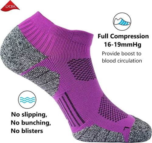 Miniatura 12 de CWVLC - Calcetines deportivos, hasta el tobillo, de compresión, acolchados, unisex, paquete variado