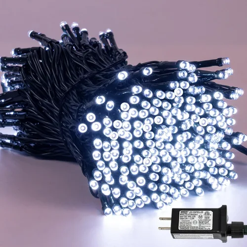 Miniatura 30 de YEGUO 200 luces LED de 66 pies para Navidad, exteriores, impermeables, cadena de luces blancas cálidas para interiores, 8 modos, cable verde, luz
