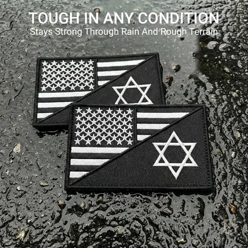 Miniatura 5 de Paquete de 2 parches de bandera de Israel con la bandera estadounidense, parches bordados de moral israelí de Estados Unidos para mochila táctica