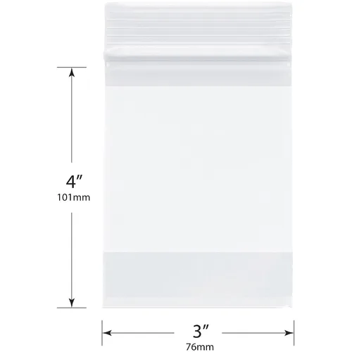 Miniatura 2 de Plymor 3 "x 4" (caja de 1,000), 2 mil con cremallera de bloque blanco bolsas de plástico con cierre