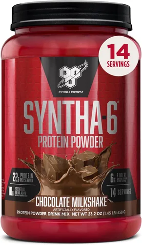 Miniatura 25 de BSN SYNTHA-6 Proteína de suero de leche en polvo con caseína micelar, aislado de proteína de leche, sabor a masa para pastel de chocolate, 48