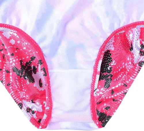Miniatura 4 de TFJH E Leotardos para gimnasia y niñas, conjuntos de ropa de práctica con pantalones cortos coleteros