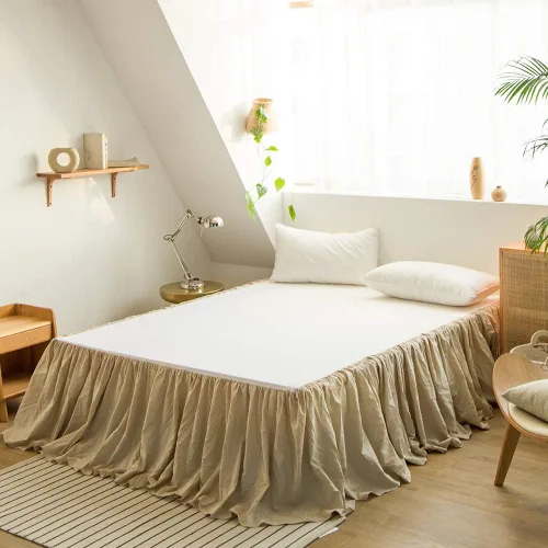 Miniatura 22 de Simple&Opulence - Falda de cama de lino belga con caída a medida de 14 pulgadas, con pliegues, ajuste fácil, transpirable, de lino natural premium
