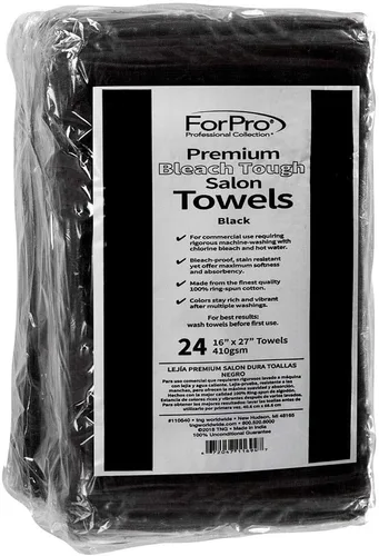 Miniatura 2 de ForPro Professional Collection Toallas prémium Bleach Tough para salón, color negro, 100% algodón, a prueba de blanqueador, resistentes a