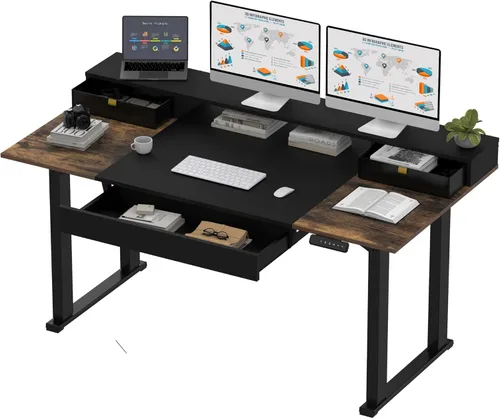 Miniatura 9 de SANODESK Escritorio de pie de 4 patas, escritorio eléctrico ajustable en altura con ajustes preestablecidos de memoria para oficina en casa, Blanco