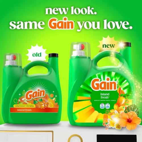 Miniatura 3 de Gain Detergente líquido para ropa, con defensa del olor, aroma fresco de isla, jabón de lavandería para lavadoras HE, 132 onzas líquidas, 100 cargas