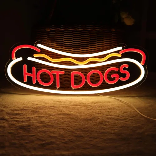 Miniatura 6 de Balanar Señales de neón de PERROS CALIENTES para decoración de pared, luces de neón para PERROS CALIENTES, letreros LED de negocios adecuados