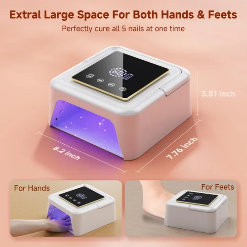 Miniatura 7 de Lámpara de uñas UV inalámbrica de 108 W, lámpara de uñas LED profesional con 36 cuentas y pantalla táctil, luz UV recargable para uñas de gel Blanco