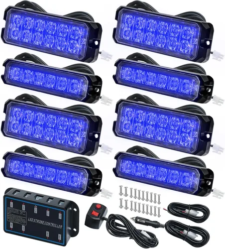 Miniatura 14 de Kit de Luces Estroboscópicas LED con Función de Sincronización - 8 piezas con Controlador, Luz de Rejilla Intermitente de Advertencia de Emergencia