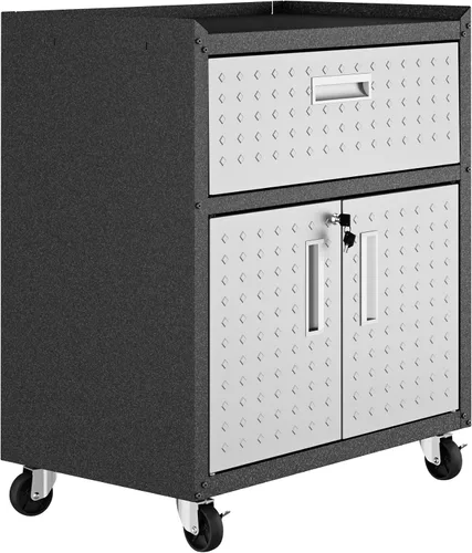 Miniatura 5 de Manhattan Comfort Fortress - Armario móvil de metal texturizado de 31.5 pulgadas con 1 cajón de extensión completa y 2 estantes ajustables