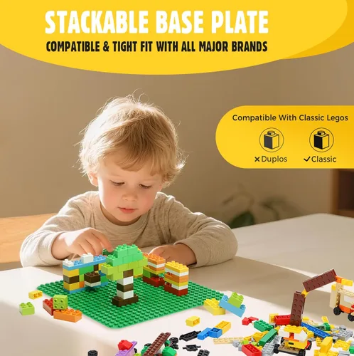 Miniatura 2 de Lekebaby - Placas base clásicas para construcción de ladrillos 100% compatibles con las principales marcas de placas base de 10 x 10 pulgadas, edad