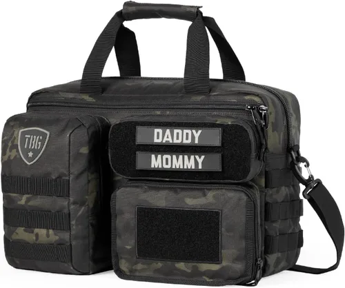 Tactical Baby Gear Bolsa de pañales táctica de 4ª generación para papás con cambiador incluido, correas para cochecito Multicam Black