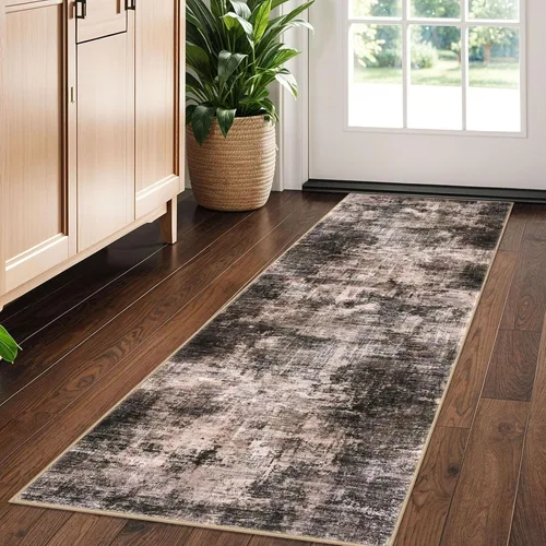 Miniatura 37 de IOHOUZE Alfombra pequeña abstracta de 2 x 3 pies, alfombra de entrada lavable para entrada interior, alfombras con respaldo de goma, alfombra gris