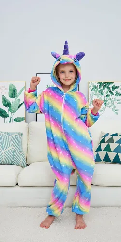 Miniatura 32 de Pijama de unicornio unisex para niños, enteritos para disfraz, Halloween