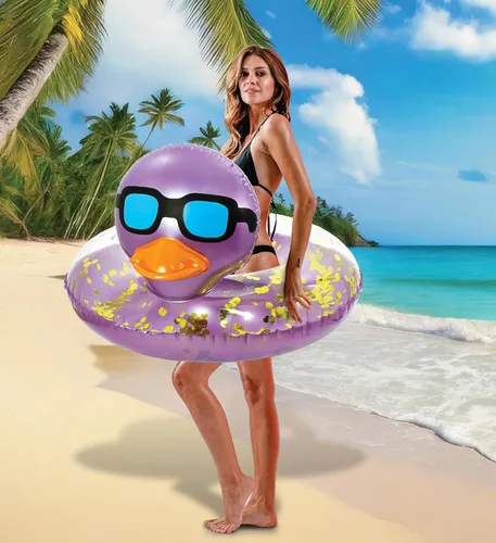 Miniatura 6 de POZA Flotador inflable de pato para piscina: vinilo resistente a los rayos UV, confeti de pato para piscina, flotador de piscina de animales, anillo