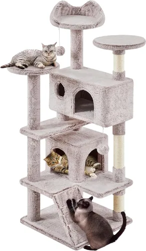 Miniatura 15 de Topeakmart Árbol para gatos de 54 pulgadas, torre para gatos con postes rascadores y percha para condominios grandes, muebles de casa con soporte