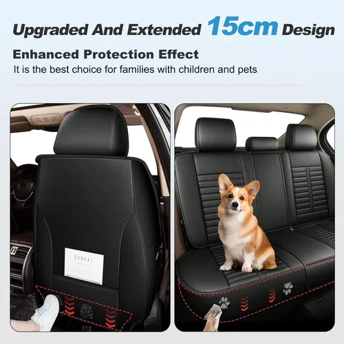 Miniatura 4 de Fit for Dodge Dart Seat Covers 2013-2016: 2 Front Faux Leather Waterproof Car Seat Covers Premium Automotive Cushion Protector with Lumbar Support