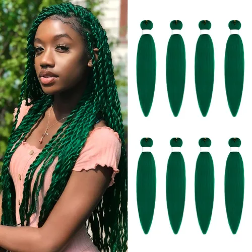 Miniatura 10 de 8 paquetes de extensiones preestiradas - 16 pulgadas de cabello trenzado premium, 55G/paquete, sin picazón, fijación en agua caliente, textura Perm