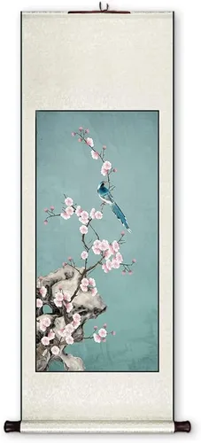 Xzhipeng Pergamino Pintura colgante vertical Flor pájaro Pintura china Porche Pasillo Pasillo Pintura colgante Pergamino Sala de estar Comedor