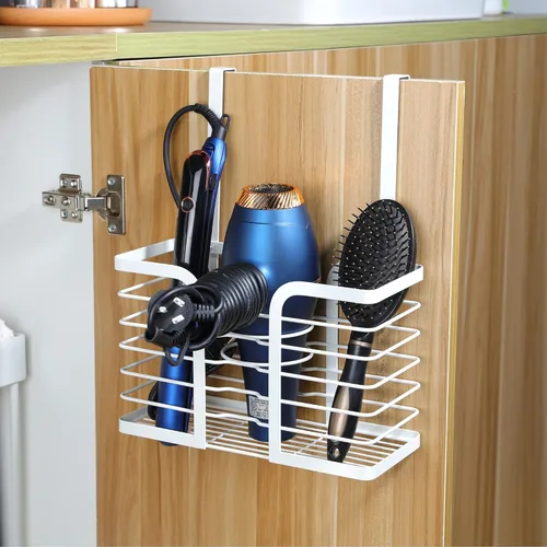 Miniatura 7 de YIGII Soporte para secador de pelo, organizador de herramientas de pelo 3 en 1, soporte para secadora de pelo de altura ajustable, organizador