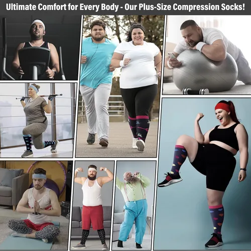 Miniatura 8 de FEYHAY Calcetines de compresión de cobre de talla grande (3 pares) de circulación de 20-30 mmHg es el mejor atlético y diario para hombres y mujeres