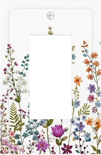 Miniatura 36 de Cubierta de Interruptor de Luz de 1 Gang con Flores Silvestres Bohemias, Hierbas, Floral, Decorativa, Planta Botánica, Naturaleza, Acuarela, Placa