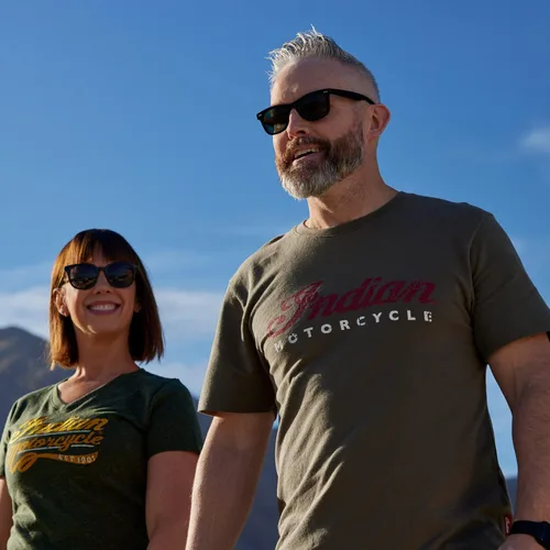 Miniatura 7 de Indian Motorcycle Camiseta de mujer con estampado bordado mixto, caqui