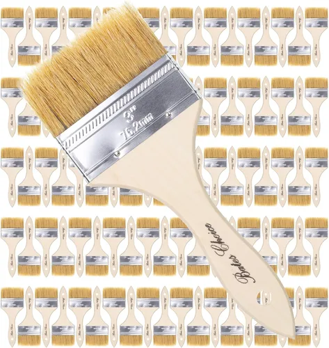 Miniatura 30 de Bates - Pinceles de pintura de cerdas naturales de 1 pulgada, juego de 16 unidades para pintura de astillas, tinte de madera y uso general