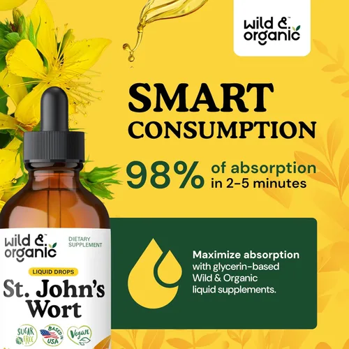 Miniatura 4 de Wild & Organic St Johns Wort Tintura - Apoyo al estado de ánimo - Suplemento calmante de hierba de San Juan - Gotas líquidas de hierbas Hypericum