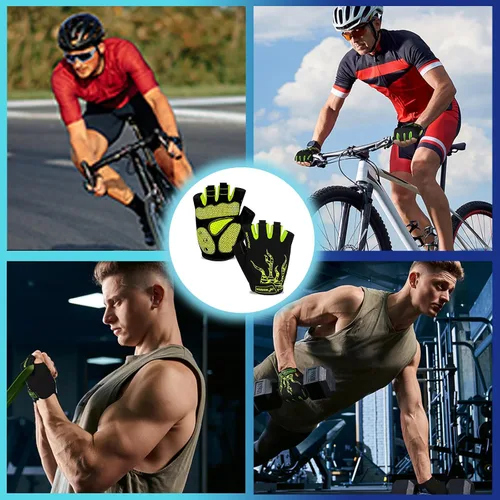 Miniatura 5 de MOREOK - Guantes para bicicleta de montaña (MTB) y ciclismo de descenso (DH), para hombres, de medio dedo, con almohadilla de gel que absorbe
