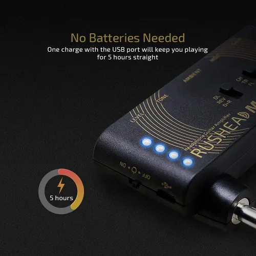 Miniatura 5 de Valeton Rushead Max - Amplificador de auriculares portátil para guitarra y bajo USB, cargador USB, para dormitorio, multiefectos