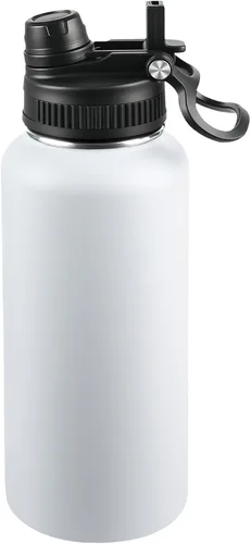 Miniatura 37 de Botella de agua aislada de 22 onzas, tapa 2 en 1 a prueba de fugas (sorbo/pajilla) + asa, botella de acero inoxidable para deportes, viajes, trabajo