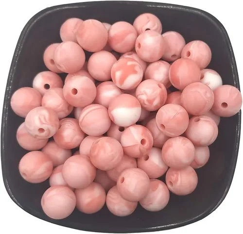 Miniatura 36 de Cuentas de perlas de silicona focales para bolígrafo, 100 cuentas redondas de silicona sueltas de 0.59 pulgadas a granel para llavero, mamá mujer
