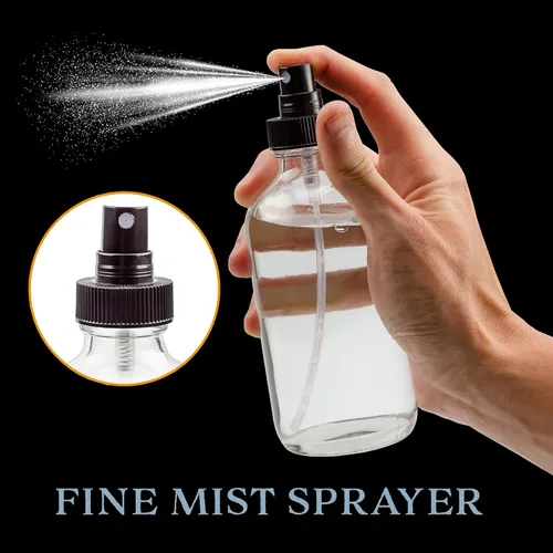 Miniatura 7 de Cornucopia Brands Botellas de spray de vidrio transparente de 8 onzas (paquete de 4) Boston Round con atomizador Spritzers para aromaterapia