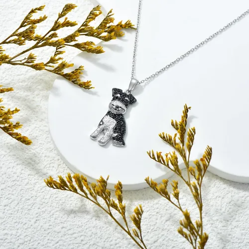Miniatura 27 de Collares con colgante de perro de plata de ley S925 – 24 razas corgi/husky/labrador/pastor para mujer