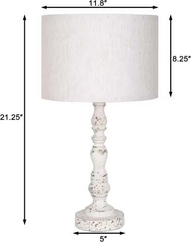 Miniatura 2 de Pia Ricco Juego de 2 lámparas de mesa estilo casa de campo de 21 pulgadas, lámpara de mesa de resina para dormitorio, sala de estar, lámparas