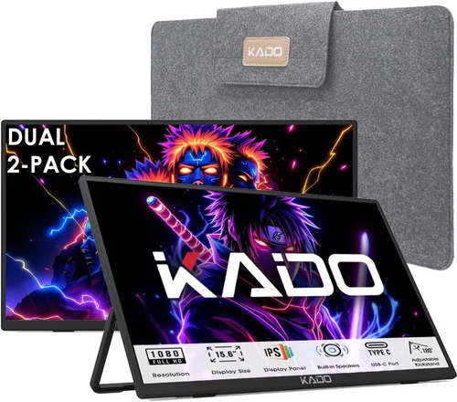 Miniatura 10 de Kado Monitor portátil de 15.6" FHD para laptop, pantalla IPS de 100% sRGB, segunda pantalla de 1920x1080, HDMI, USB-C, extensor de pantalla