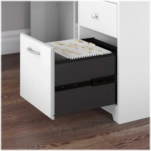 Miniatura 4 de Bush Furniture Cabot - Escritorio para computadora en forma de L con gabinete, 60W, en lino blanco roble