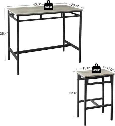 Miniatura 4 de Juego de comedor de 5 piezas, mesa de comedor con 4 taburetes, mesa de desayuno de cocina para el hogar, juego de mesa de bar, mesa de bar con 4