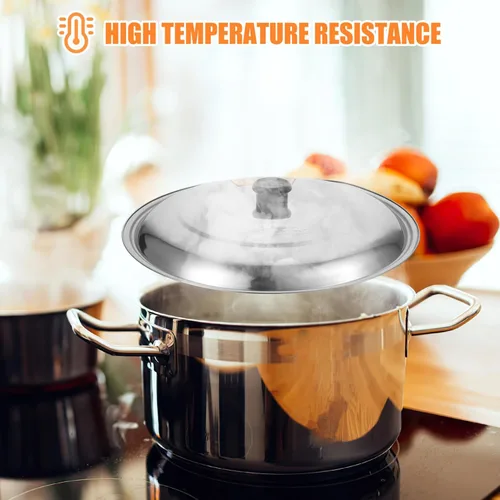 Miniatura 6 de DOITOOL Tapa universal de olla de acero inoxidable de 13 pulgadas con perilla resistente al calor para sartenes y ollas de cocina