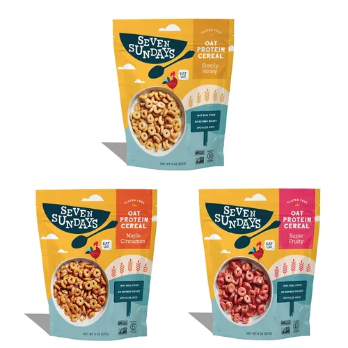 Miniatura 14 de Seven Sundays Cereal de Proteína de Avena, Maple Canela, Bolsa de 8 Oz (Paquete de 3), Sin Gluten, 5g de Proteína Reciclada, 0g de Azúcar Refinado