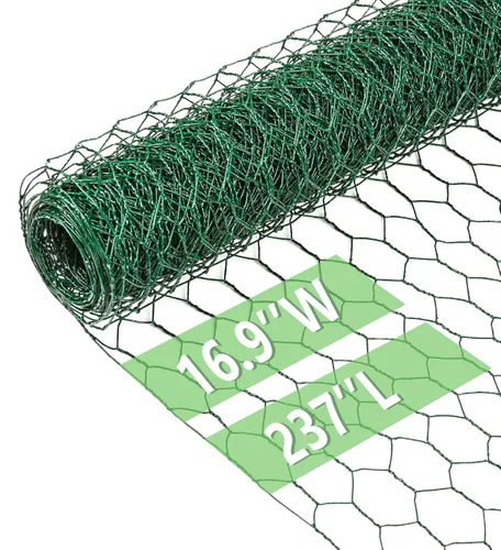 Miniatura 39 de Alambre de pollo de 13.7 pulgadas x 393.7 pulgadas, malla galvanizada hexagonal para jardín, valla de jardín para mascotas, conejos, pollos con 100