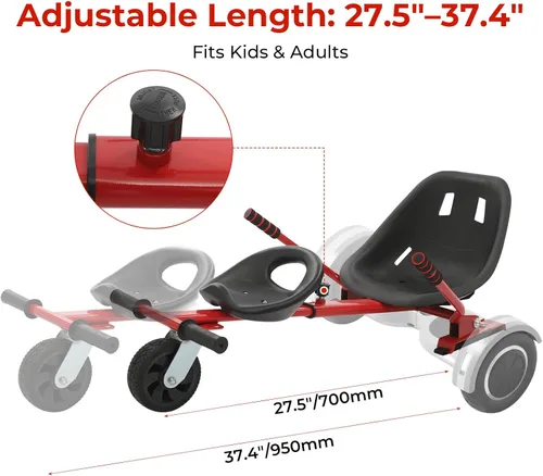 Miniatura 4 de Accesorio de asiento para aeropatineta para aeropatineta de 6.5 a 10 pulgadas, kit de transformación de Go Kart para doble persona, accesorios