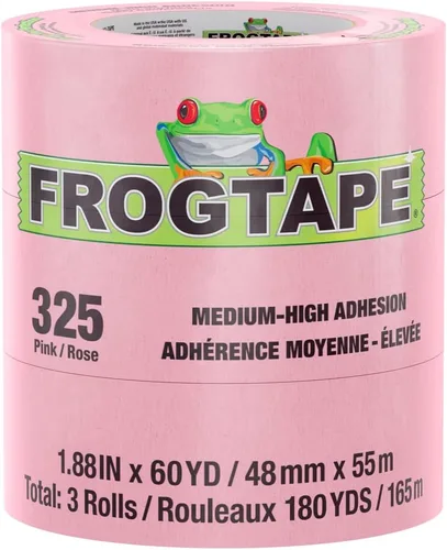 Miniatura 10 de FrogTape Cinta adhesiva rosa de alta temperatura 325, grado de rendimiento, adherencia media-alta, 0.709 in x 180.4 ft, 8 rollos por paquete