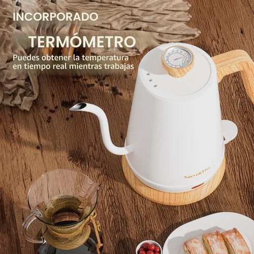 Miniatura 3 de Nueve&Five Hervidor Eléctrico de Cuello de Ganso con Termómetro, Hervidor de Té Eléctrico 1L con Apagado Automático, Hervidor de Agua Caliente 1000W