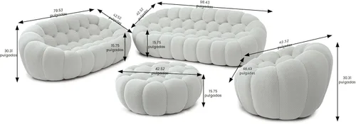 Miniatura 2 de JACH Juego de sofá curvado de burbujas, cómodo sofá tapizado, tela de malla 3D en forma de panal sofás modernos para sala de estar, apartamento