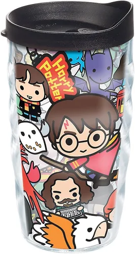 Miniatura 12 de Tervis Harry Potter Group Charms - Vaso con envoltura y tapa negra, taza de 16 onzas, transparente Negro/Blanco