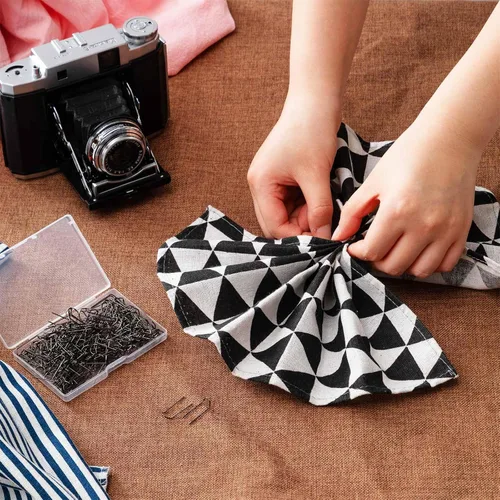 Miniatura 5 de MTLEE 200 horquillas para acolchar, costura, doble costura, bloqueo de acero inoxidable, pasadores en U para manualidades, costura, joyería, Negro