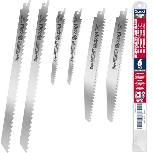 Paquete de 6 hojas de sierra recíproca para carne congelada, hueso, pescado – 3TPI 12 pulgadas (11.811 in)/0.047 in x 2 piezas, 6TPI 6 pulgadas